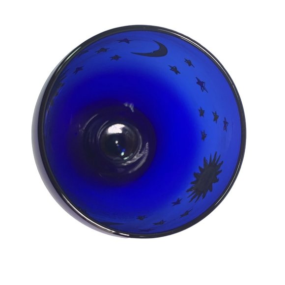 Vintage Libbey Cobalt Blue Glass Celestial Sun Moon & Stars Wine Glass 7… - Picture 6 of 7